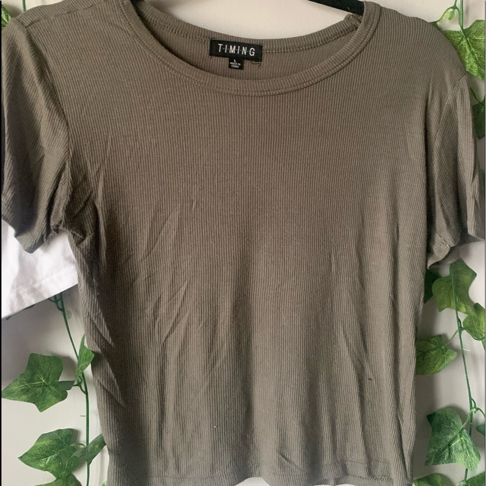 Army green crop top